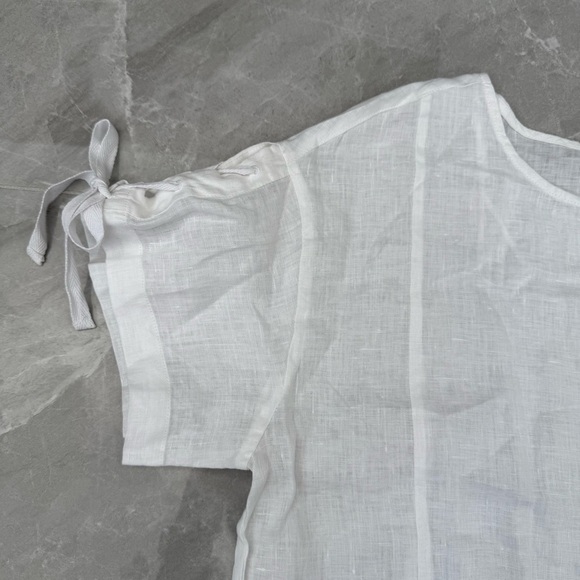 Women’s Two By Vince Camuto 100% Linen Short Sleeve Tie Up Top Small - Picture 3 of 16